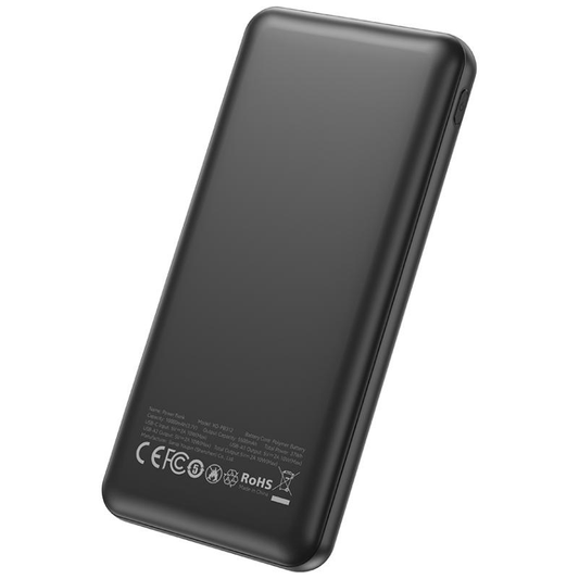 Ekstern Batteri XO Design PB312, 10000mAh, 10W, 2 x USB-A, Svart