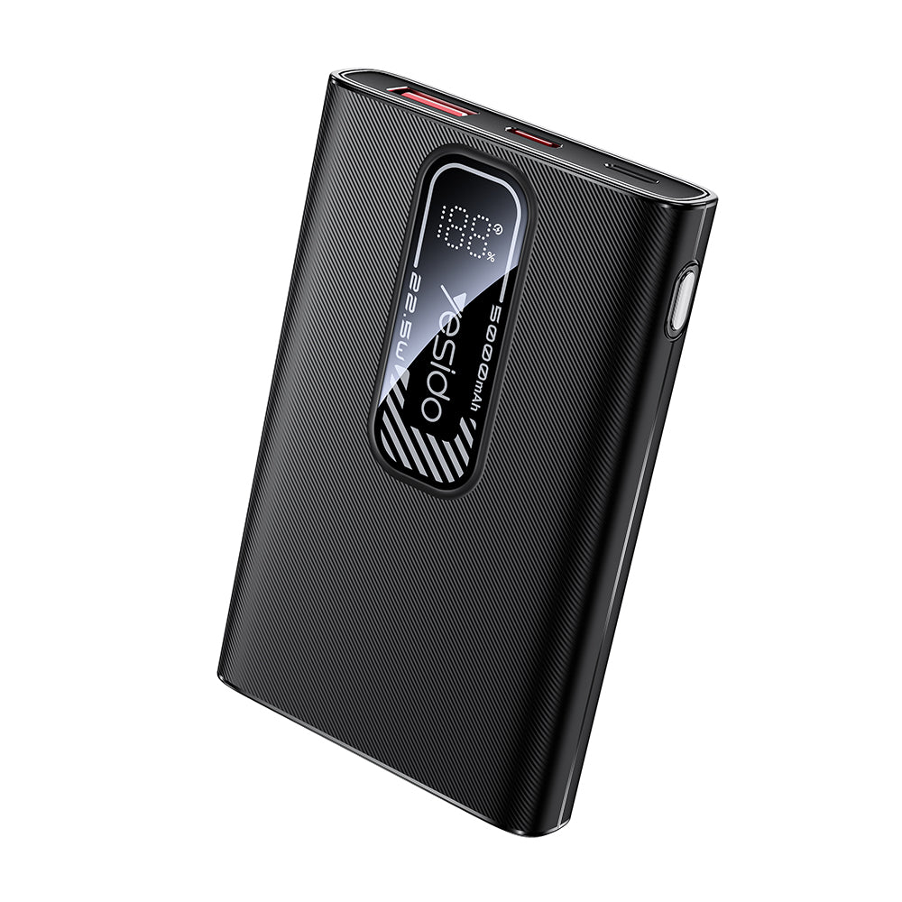 Ekstern batteri Yesido YP92, 5000mAh, 22.5W, QC + PD, 1 x USB-A - 1 x USB-C, Svart