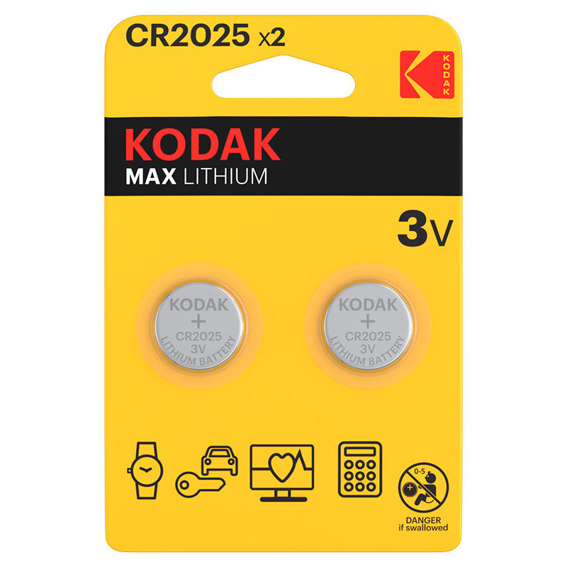 Kodak Max batteri, CR2025, Sett med 2 stk