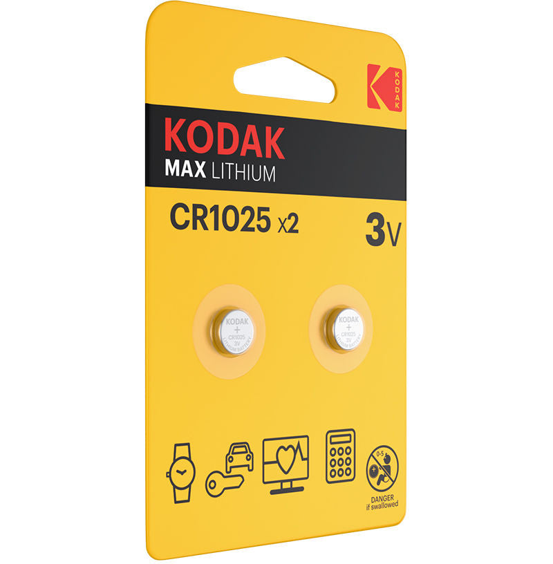 Kodak Max batteri, CR2025, Sett med 2 stk