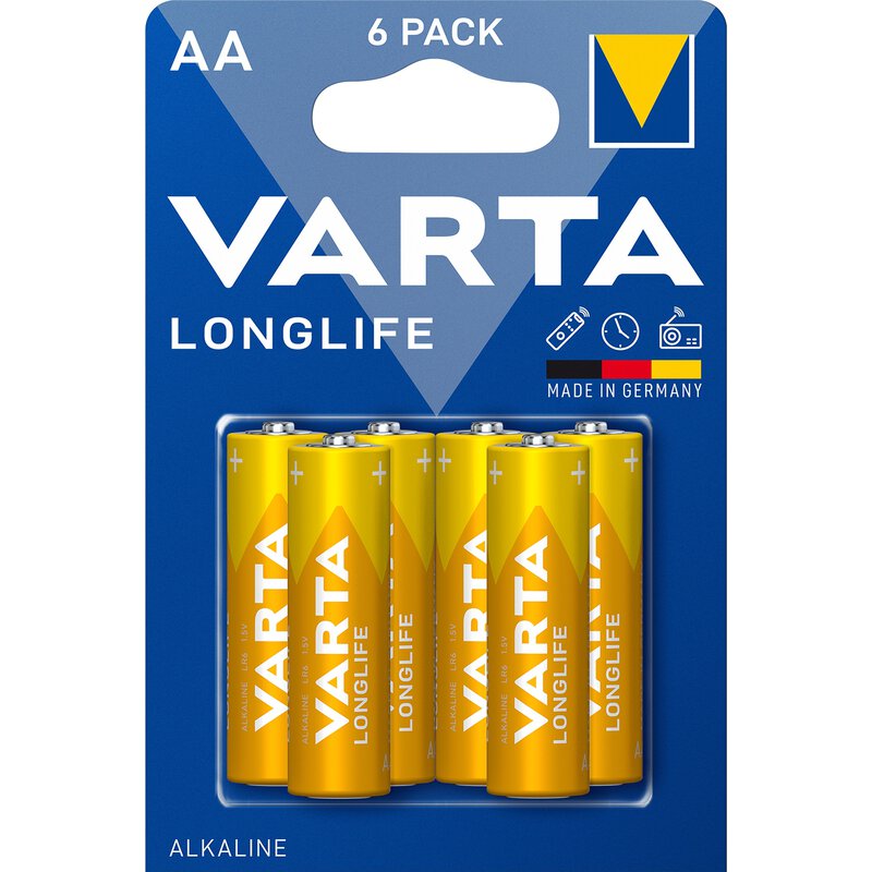 Varta Longlife-batteri 4106, AA / LR6, sett med 6 stk.
