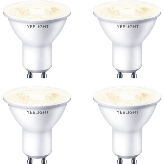 Yeelight W1 LED-pære, Wi-Fi, GU10, 4,8W, 2700K, 350lm, sett med 4 stk, hvit YLDP004