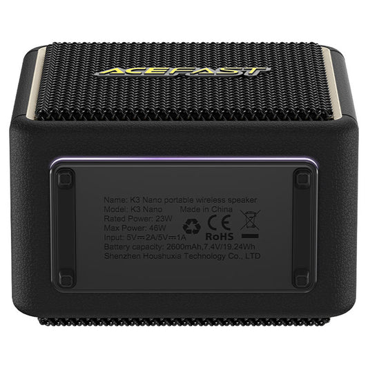 Bærbar Bluetooth-høyttaler Acefast K3 Nano, 1 x 30W - 1 x 16W, RGB, Vanntett, Svart