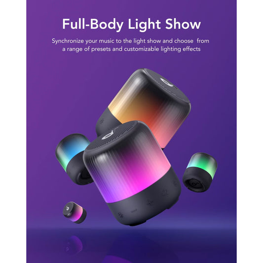Bærbar Bluetooth-høyttaler Anker SoundCore Glow Mini, 8W, RGB, vanntett, svart A3136G11