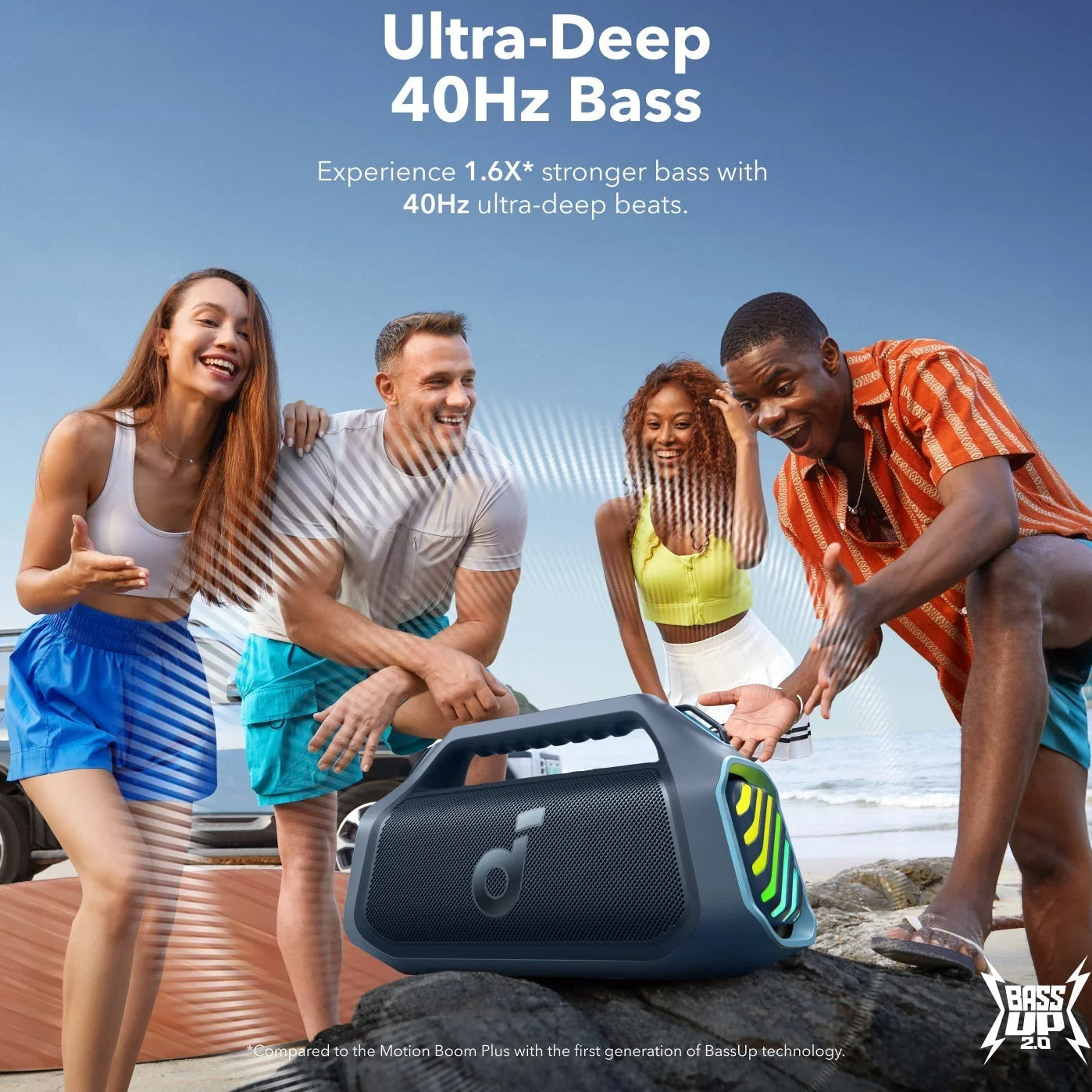 Bærbar Bluetooth-høyttaler Anker SoundCore Boom 2 Plus, 140W, TWS, RGB, Vanntett, Blå A3134031