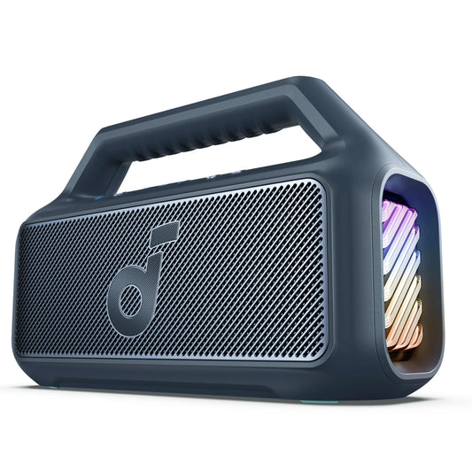 Anker SoundCore Boom 2 bærbar Bluetooth-høyttaler, 80 W, RGB, vanntett, blå A3138031
