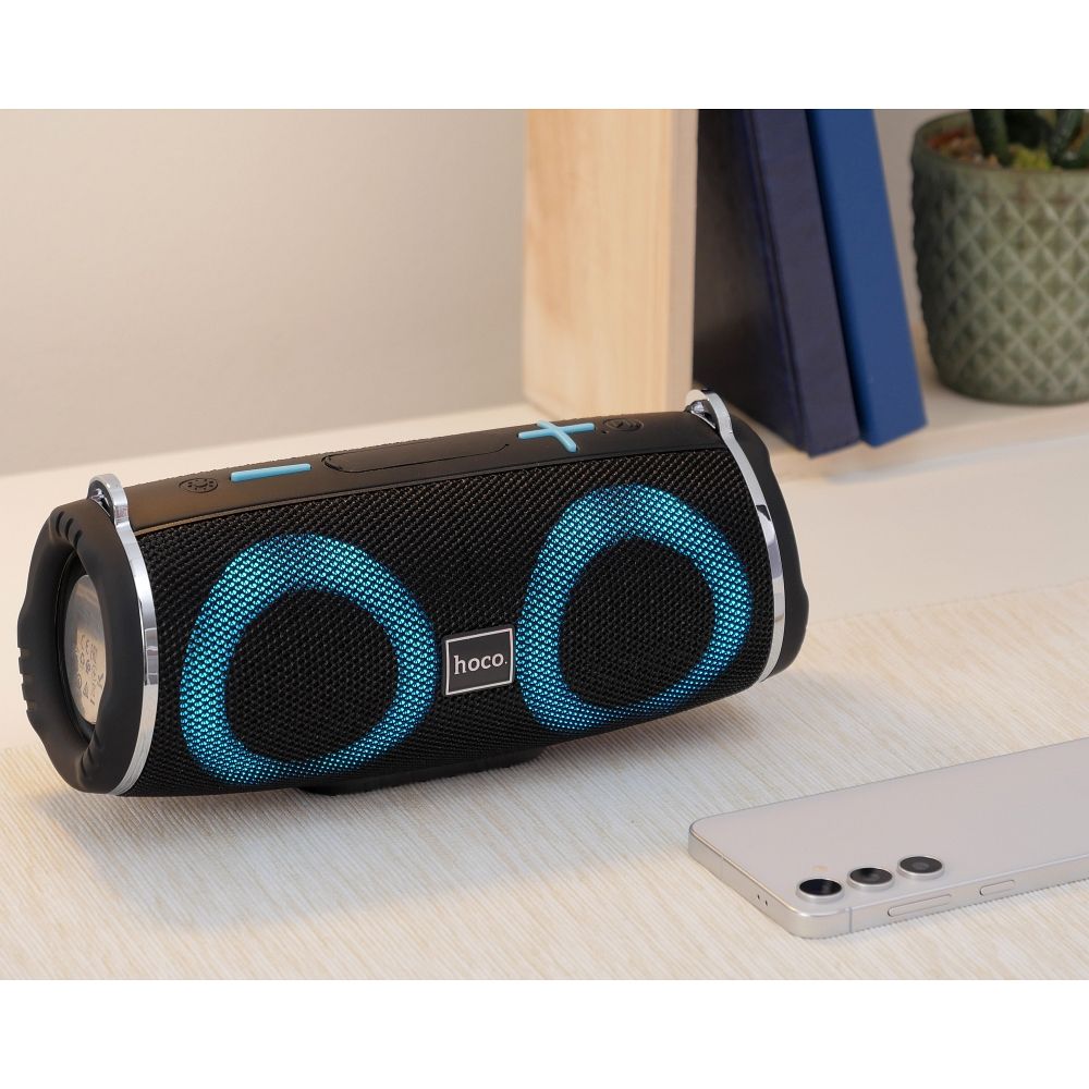 Bærbar Bluetooth-høyttaler HOCO HC12, 10W, RGB, Vanntett, Svart
