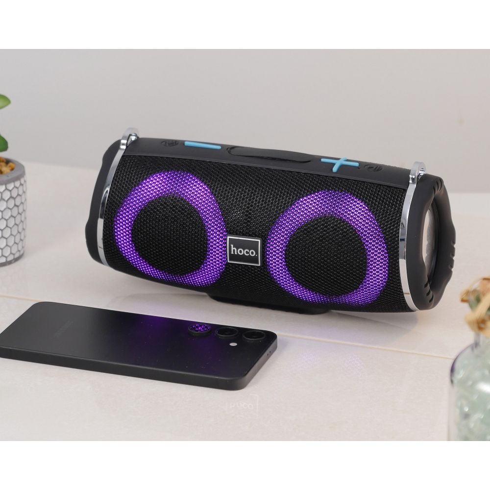 Bærbar Bluetooth-høyttaler HOCO HC12, 10W, RGB, Vanntett, Svart