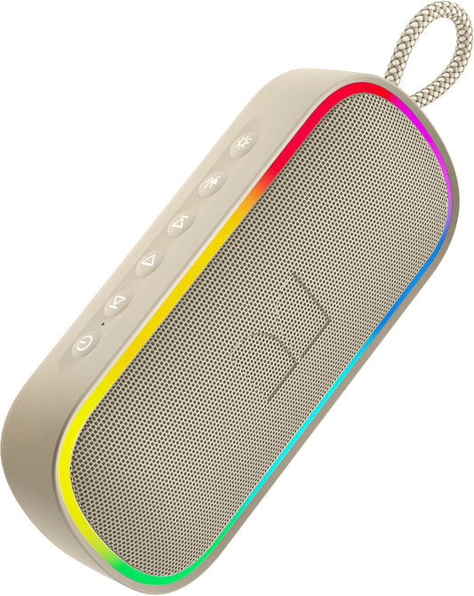 Monster S150 Plus bærbar Bluetooth-høyttaler, 40W, TWS, RGB, vanntett, lys kremfarge