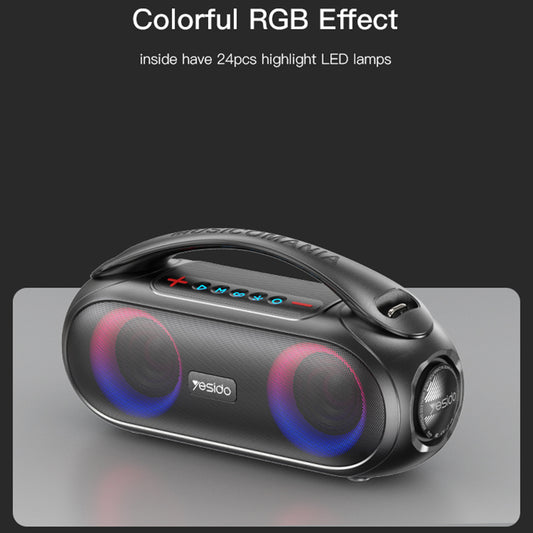 Bærbar Bluetooth-høyttaler Yesido YSW19, 40W, RGB, Vanntett, Svart