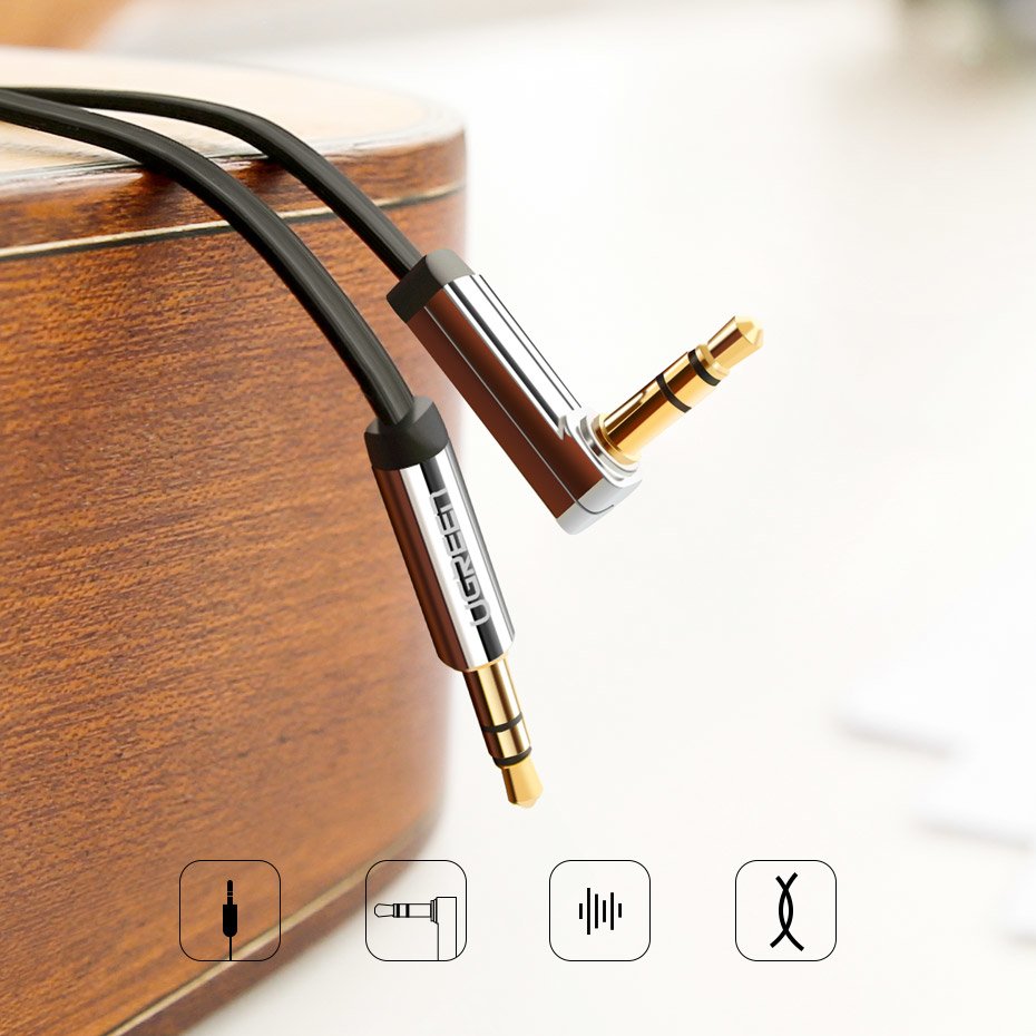 Audio Kabel 3.5mm - 3.5mm UGREEN AV112 Angled, 1m, Svart