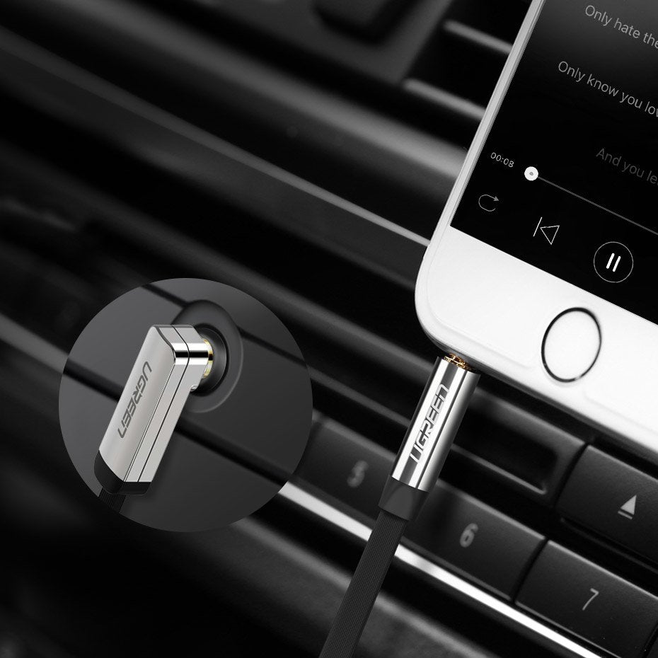 Audio Kabel 3.5mm - 3.5mm UGREEN AV112 Angled, 1m, Svart