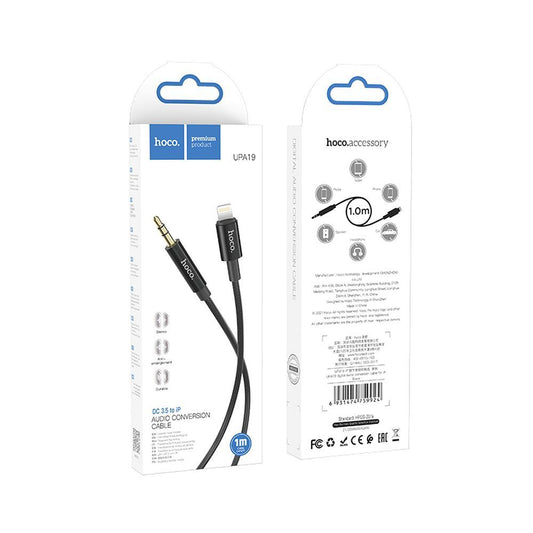 Lydkabel 3,5 mm - Lightning HOCO UPA19, 1 m, svart