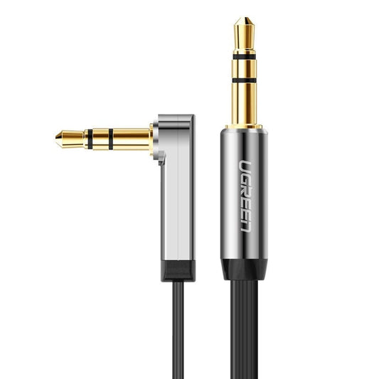Lydkabel 3,5 mm - 3,5 mm UGREEN AV119 Vinklet, 0,5 m, svart