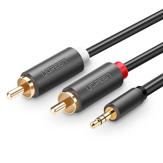 Lydkabel 3,5 mm - 2 x RCA UGREEN AV102, 2 m, svart