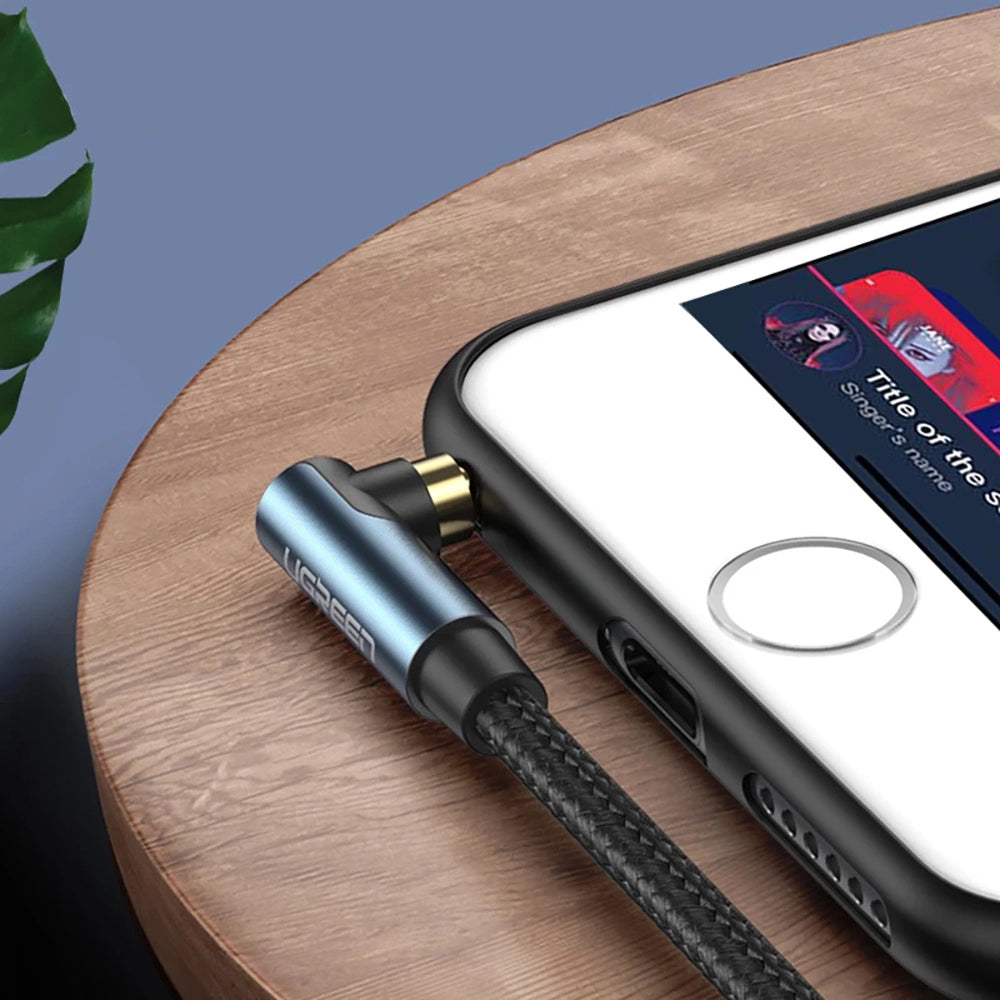 Audio Kabel 3.5mm - 3.5mm UGREEN AV112 Vinklet, 1m, Blå