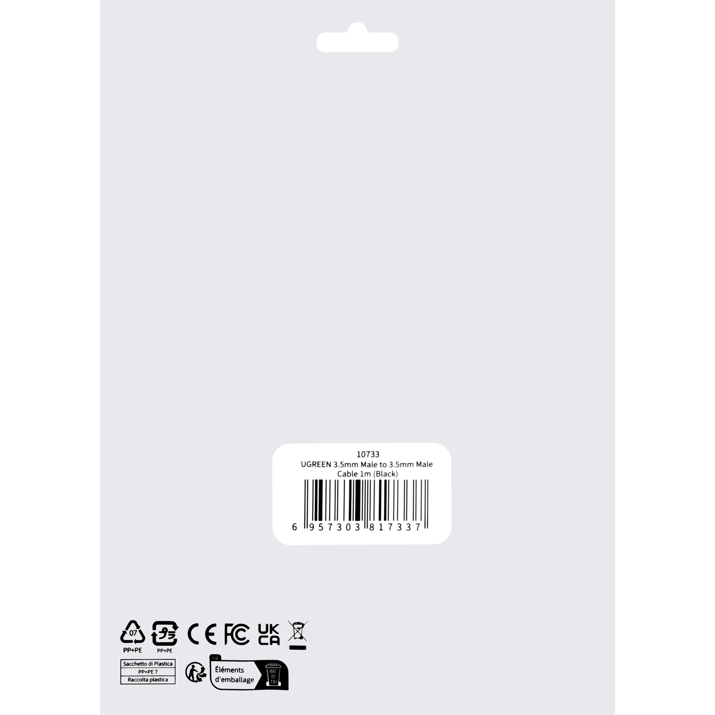 Audio Kabel 3.5mm - 3.5mm UGREEN AV119, 1m, Svart