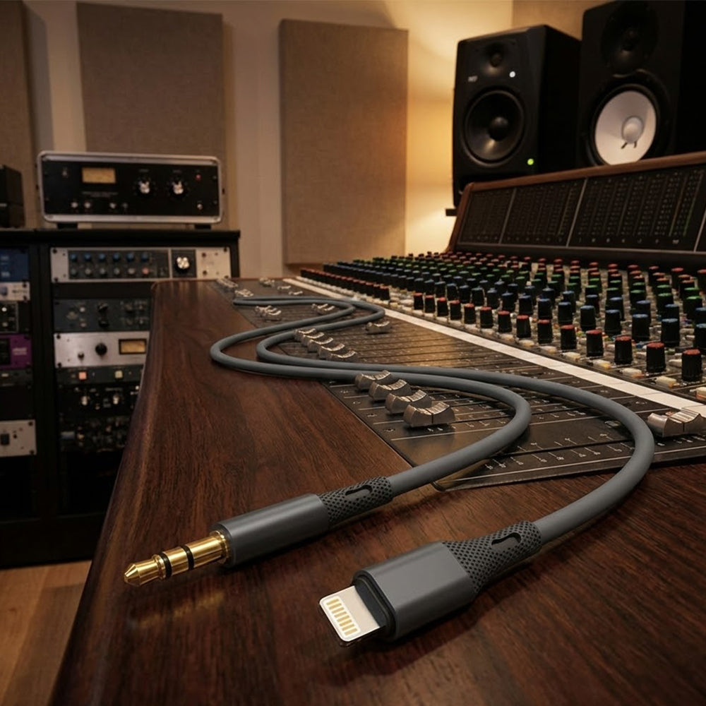 Lyd Kabel Lightning - 3.5mm Techsuit AC5 SoundFlex, 1m, Grå