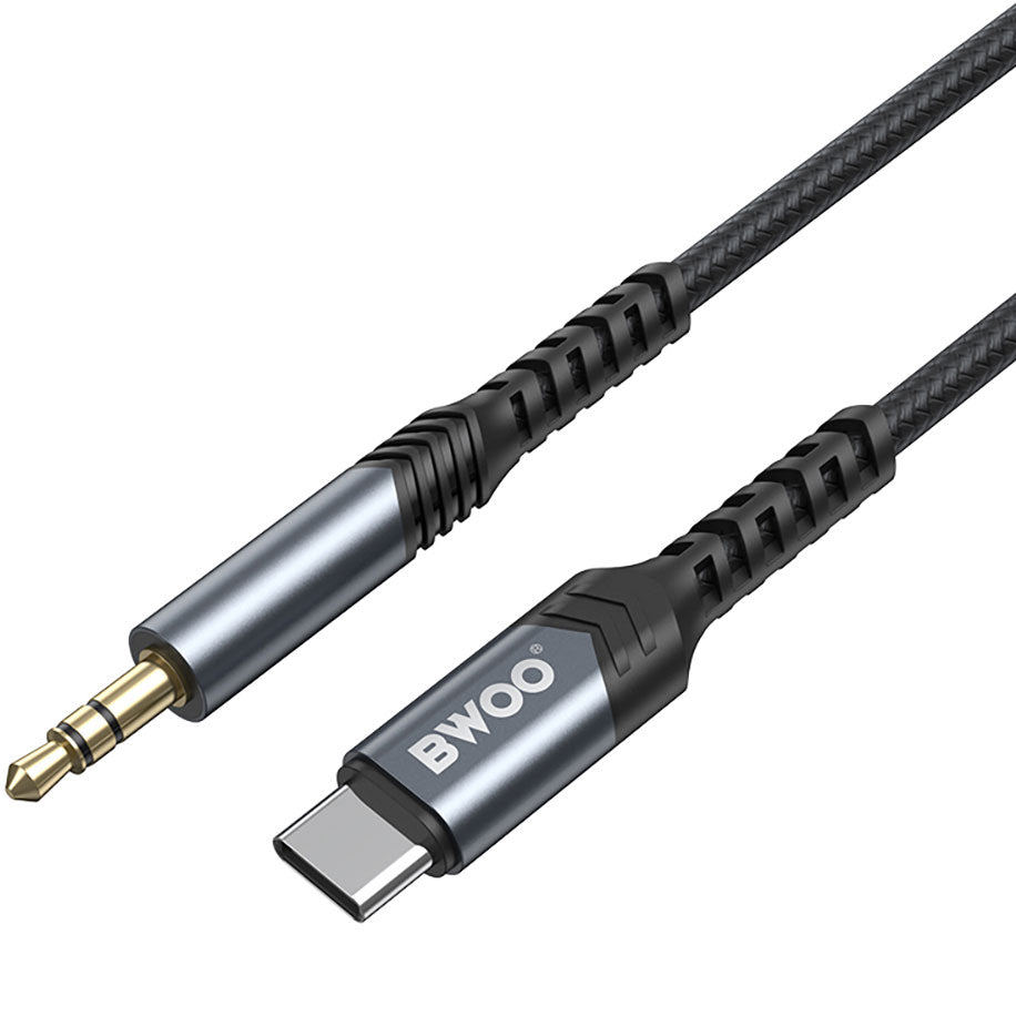 Audio-kabel USB-C - 3.5mm BWOO BO-AUX066, 1.2m, Svart