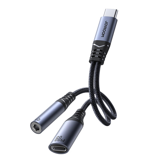 USB-C til 3,5 mm / USB-C Joyroom SY-C02 lydkabel, 0,14 m, Svart