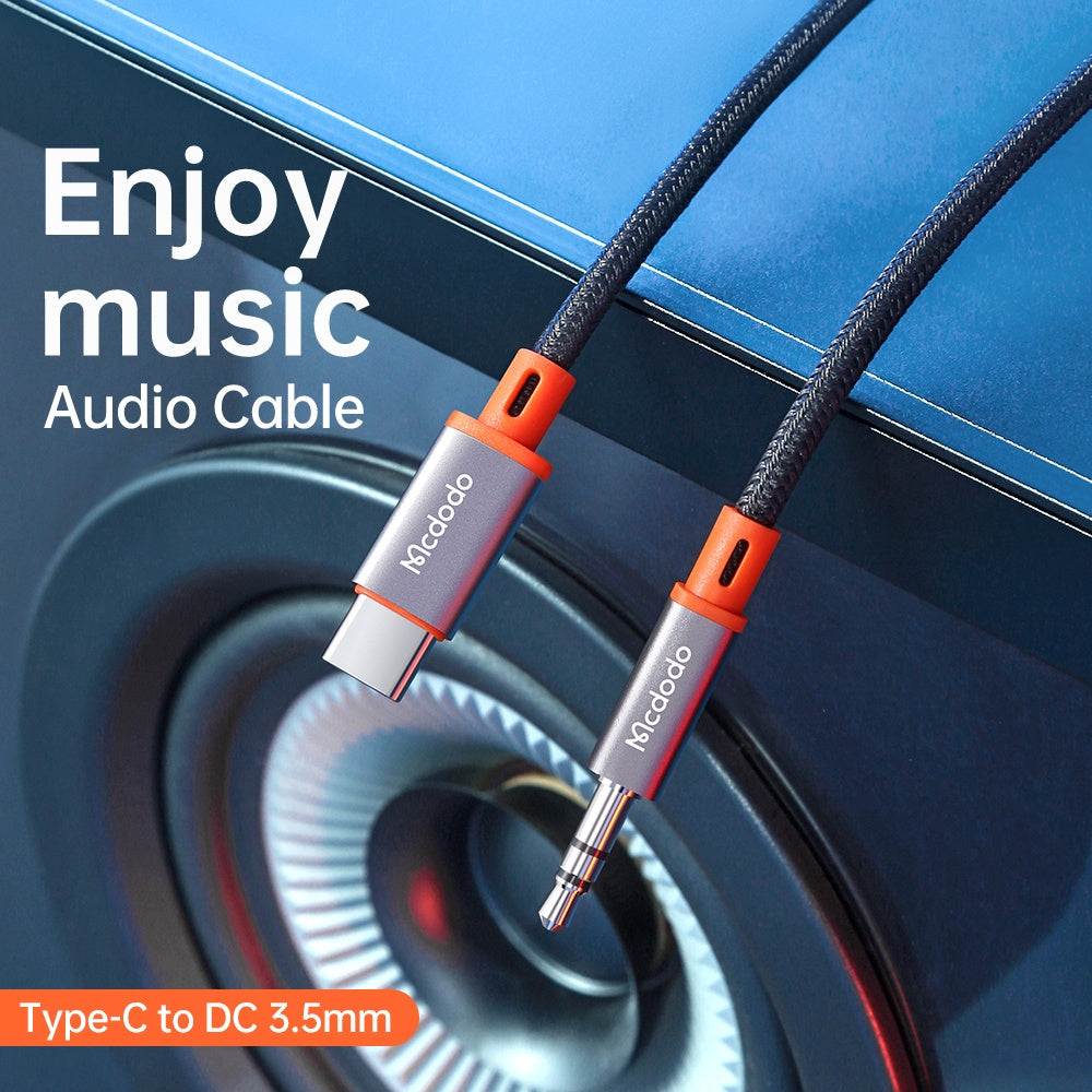 USB-C til 3.5mm McDodo CA-0820 Castle lydkabel, 1.2m, Svart