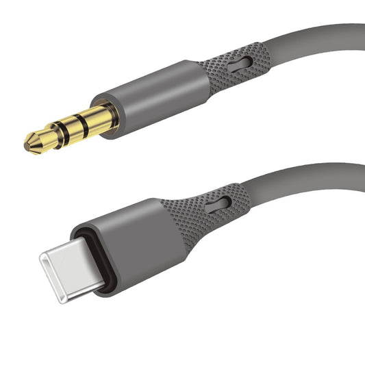 USB-C til 3.5mm Techsuit AC4 SoundFlex lydkabel, 1m, Grå