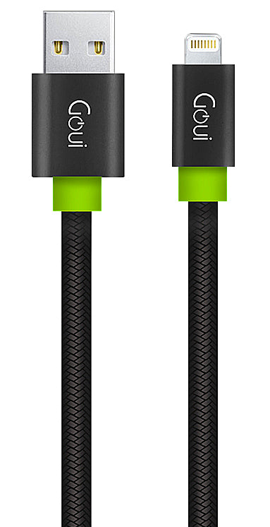 Data- og ladekabel USB-A - Lightning Goui Fashion Flat, 18W, 1m, svart G-LC8PINFBF-K