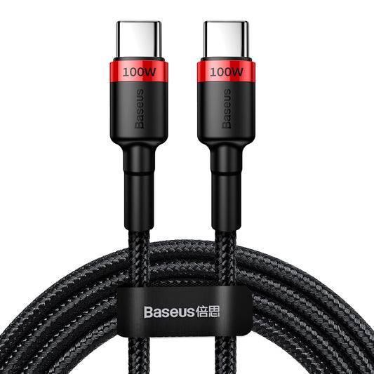 USB-C data- og ladekabel - USB-C Baseus Cafule, 100 W, 2 m, rød CATKLF-AL91