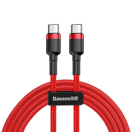 USB-C data- og ladekabel - USB-C Baseus Cafule, 60W, 1m, rød CATKLF-G09