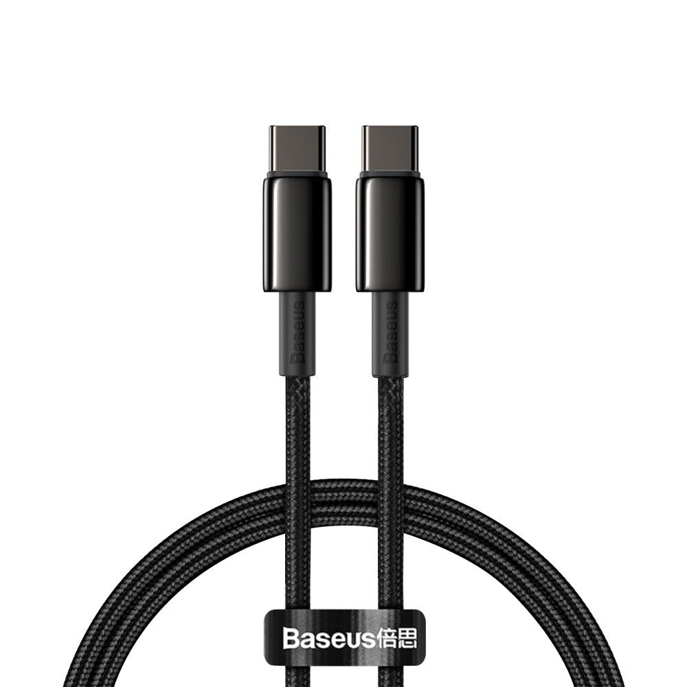 USB-C data- og ladekabel - USB-C Baseus Tungsten Baseus Tungsten Gold, 100 W, 1 m, svart CATWJ-01 CATWJ-01