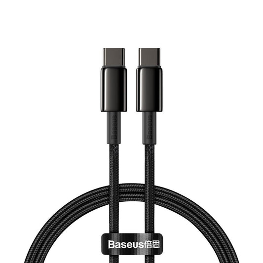 USB-C data- og ladekabel - USB-C Baseus Tungsten Baseus Tungsten Gold, 100 W, 1 m, svart CATWJ-01 CATWJ-01