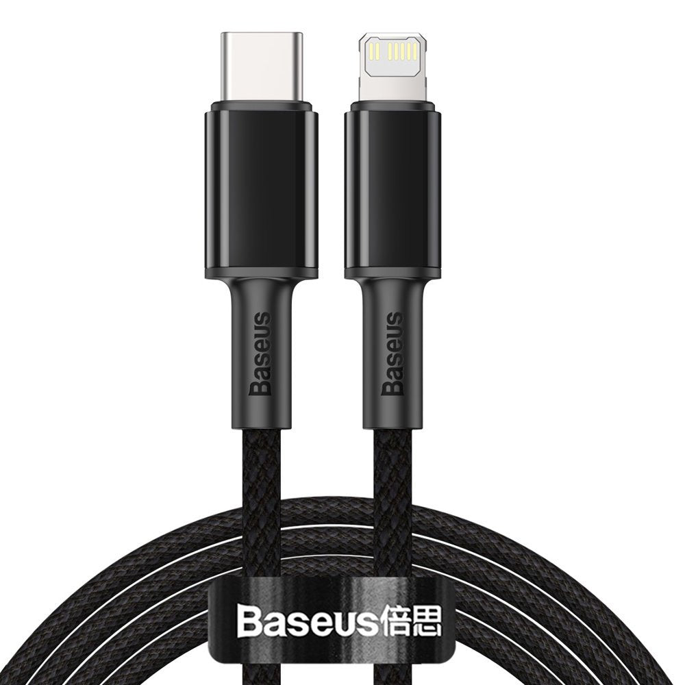USB-C til Lightning data- og ladekabel Baseus High Density flettet, 20W, 2m, svart CATLGD-A01