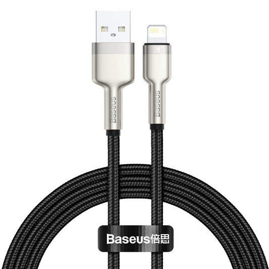 USB-A - Lightning data- og ladekabel Baseus Cafule Metal Series, 18W, 1m, svart CALJK-A01
