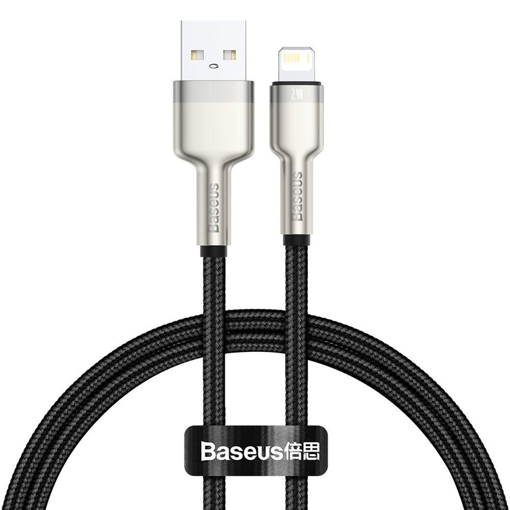 USB-A - Lightning Baseus Cafule Metal Series data- og ladekabel, 18W, 0,25m, Svart CALJK-01