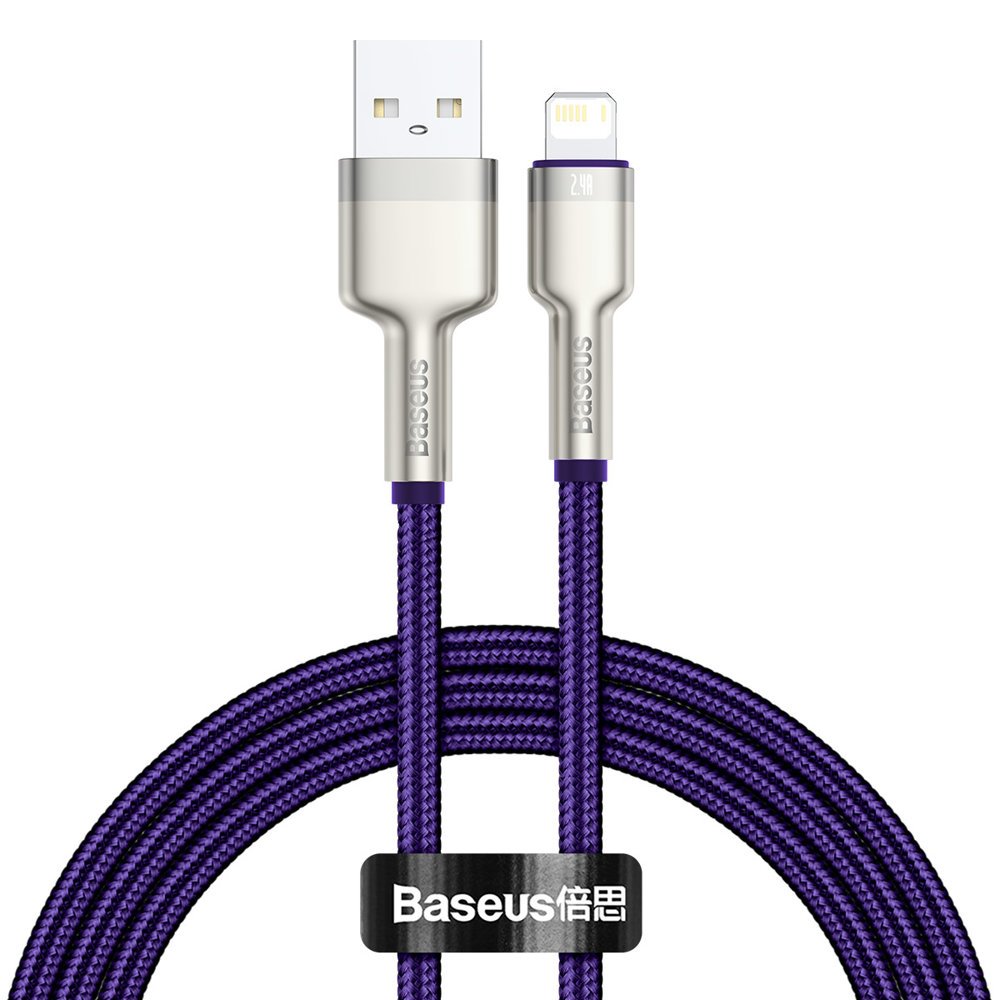 Data- og ladekabel USB-A - Lightning Baseus Cafule Metal Series, 18 W, 1 m, lilla CALJK-A05
