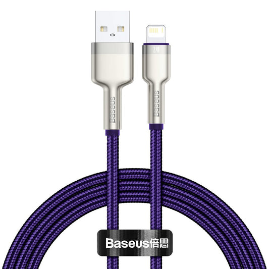 Data- og ladekabel USB-A - Lightning Baseus Cafule Metal Series, 18 W, 1 m, lilla CALJK-A05