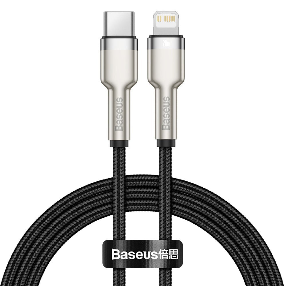 Data- og ladekabel USB-C - Lightning Baseus Cafule Metal Series, 20 W, 1 m, svart CATLJK-A01