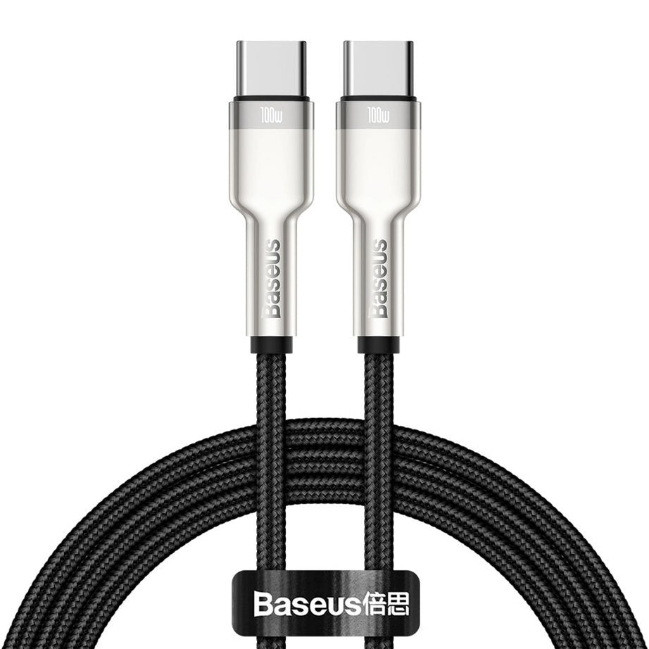 USB-C data- og ladekabel - USB-C Baseus Cafule Metal Series, 100 W, 1 m, svart CATJK-C01