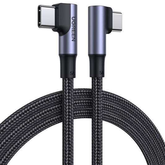 USB-C data- og ladekabel - USB-C UGREEN US335 Vinklet, 100 W, 1 m, svart