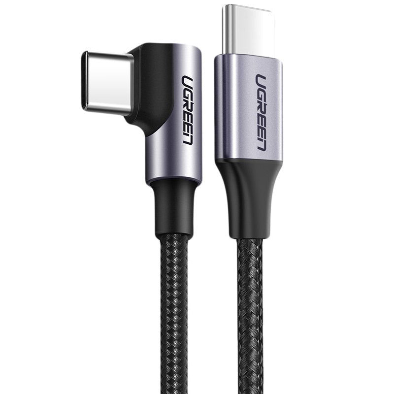 USB-C til USB-C data- og ladekabel UGREEN US255 Angled, 60W, 1m, Grå