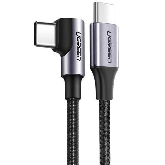 USB-C data- og ladekabel - USB-C UGREEN USB-C US255 vinklet, 60 W, 1 m, grå
