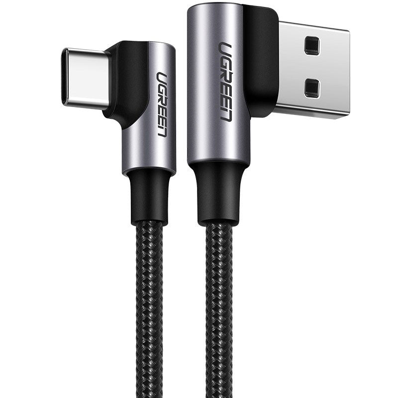 USB-A til USB-C data- og ladekabel UGREEN US255 Vinklet, 60 W, 1 m, grå