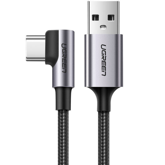 Data- og ladekabel USB-A - USB-C UGREEN US284 Vinklet, 60W, 3m, grå