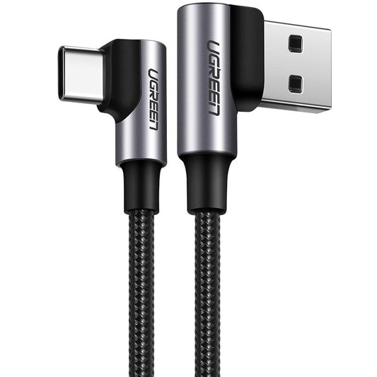 Data- og ladekabel USB-A - USB-C UGREEN US176 Vinklet, 60W, 2m, svart