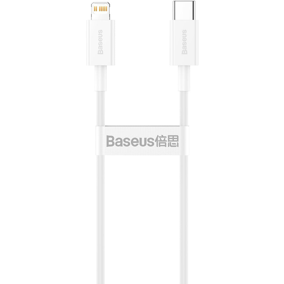 Data- og ladekabel USB-C - Lightning Baseus Superior Series, 20W, 0,25m, Hvit CATLYS-02