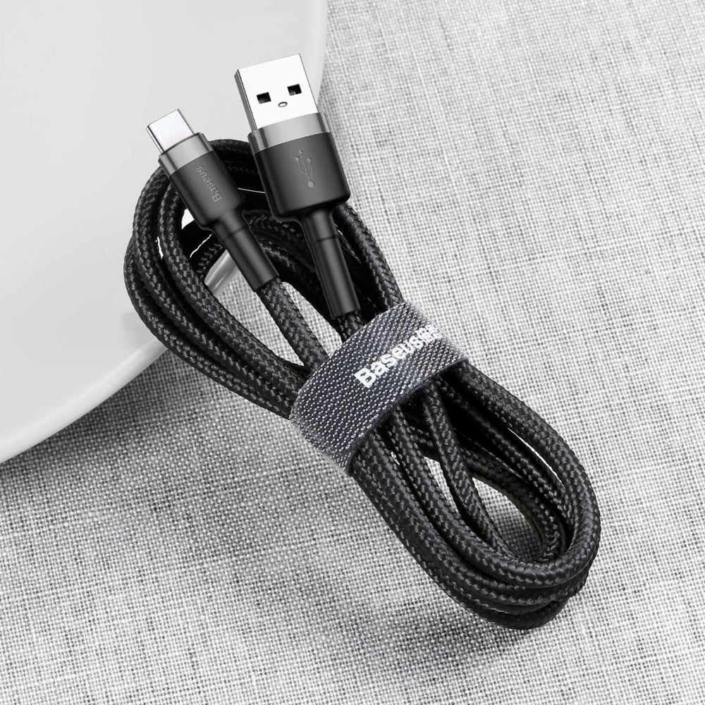 USB-A til USB-C Baseus Cafule data- og ladekabel, 60W, 0.5m, Svart CATKLF-AG1