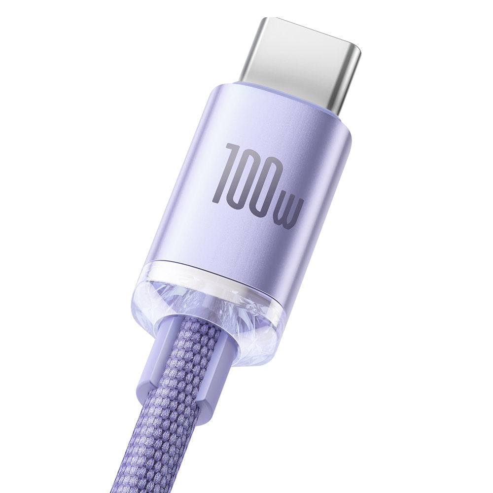 USB-A til USB-C Baseus Crystal Shine Series data- og ladekabel, 100W, 2m, Lilla CAJY000505