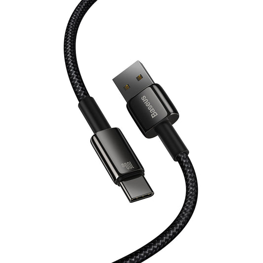 Baseus Tungsten Gold USB-A til USB-C data- og ladekabel, 100 W, 2 m, svart CAWJ00010101