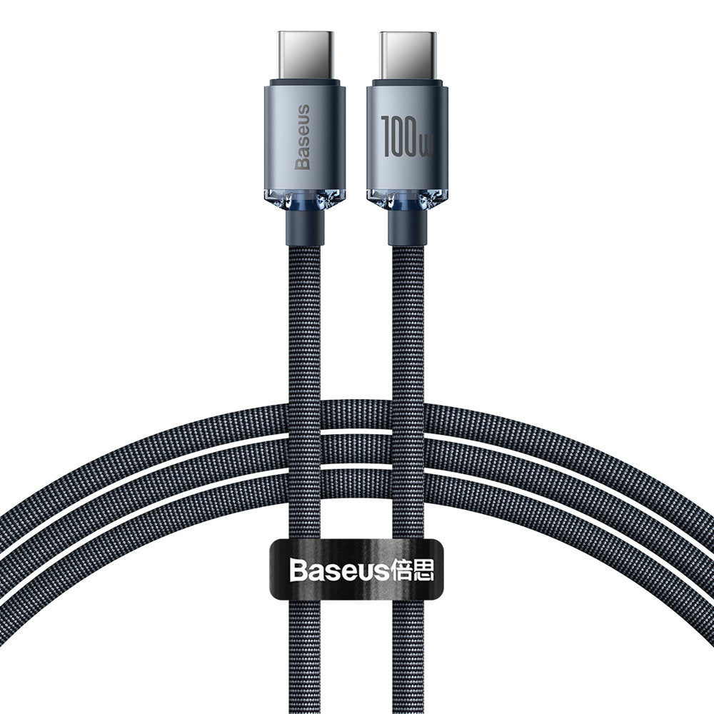 USB-C data- og ladekabel - USB-C Baseus Crystal Shine Series, 100 W, 2 m, svart CAJY000701