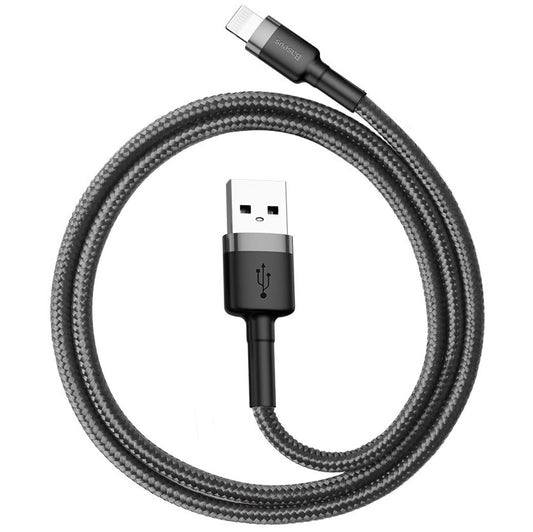 Data- og ladekabel USB-A - Lightning Baseus Cafule, 18W, 0,5m, grå CALKLF-AG1